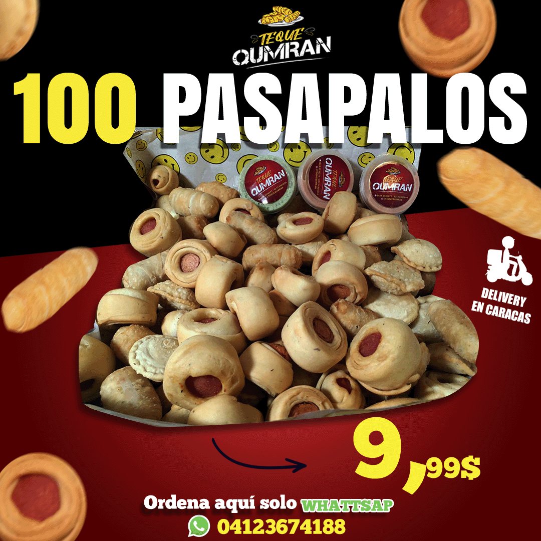 Promo de 100 pasapalos de Teque' Qumran por 9,99 dólares